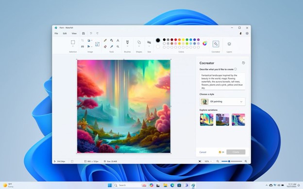 MS Paint is getting an image-generation “Cocreator” tool. Also layers! Image: Microsoft